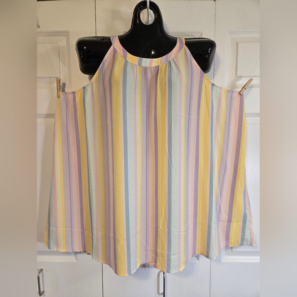 Torrid Size 5 Sleeveless Striped Summer Top Pastel